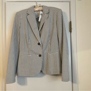Lauren Ralph Lauren Gray and White Striped Jacket